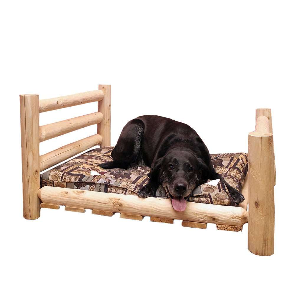 Cedar Log Medium Pet Bed – 24×36" – 5 Finish Options – USA Made - Outdoorsiness