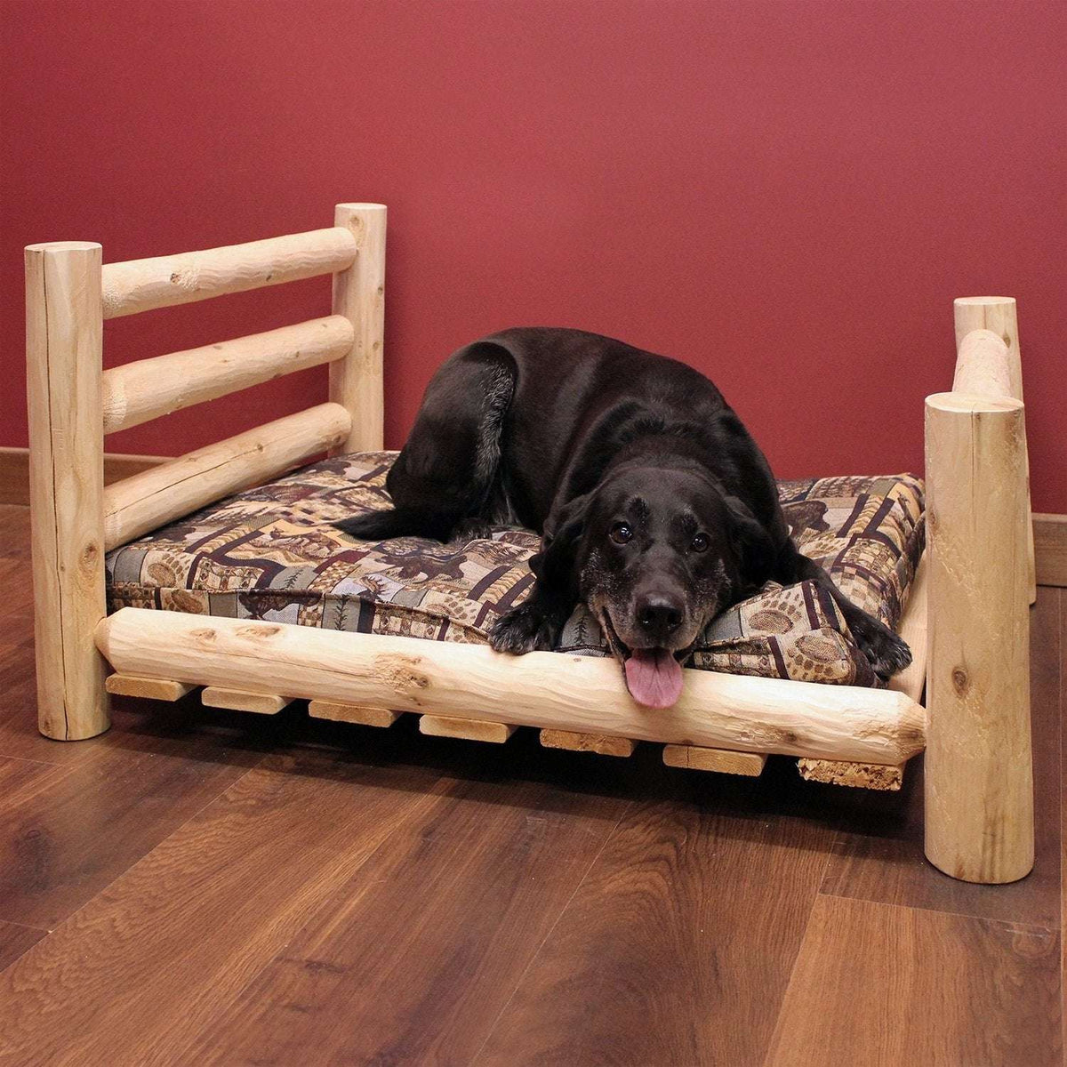 Cedar Log Small Pet Bed – 16×24" – 5 Finish Options – USA Made - Outdoorsiness