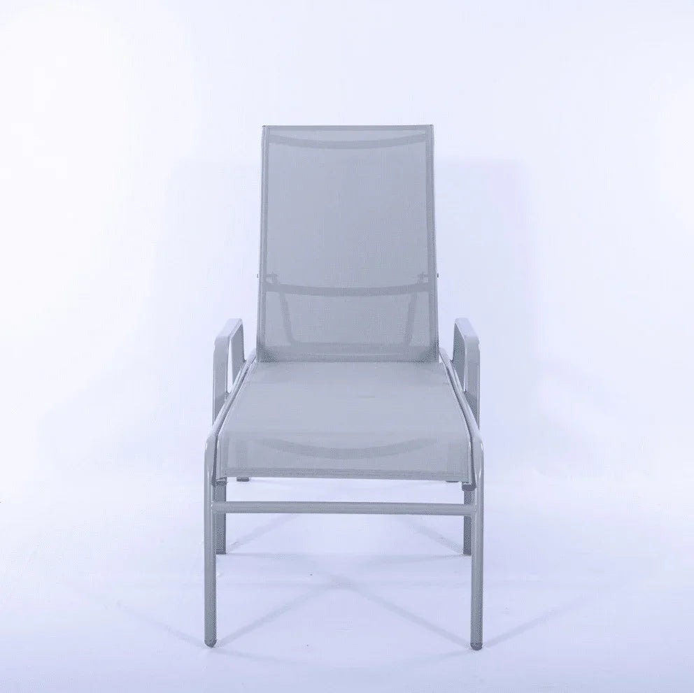 Commercial Sling Pool Chaise Lounge with Armrests - 16 in Height