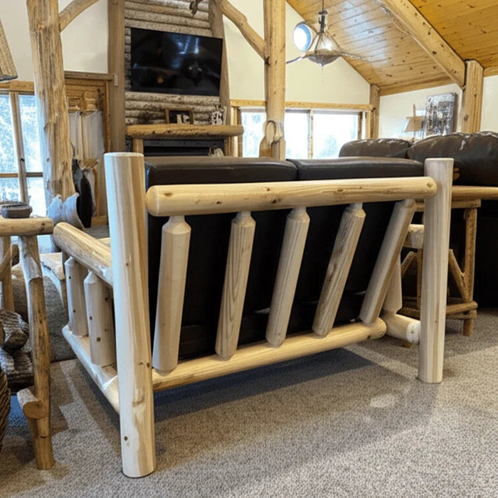 Cedar Log Indoor/Covered Patio Loveseat – 5 Finish Options – Cushions Included
