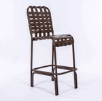 Coastline Basket Weave Vinyl Strap Commercial Pool Bar Stool – Aluminum Frame - Outdoorsiness