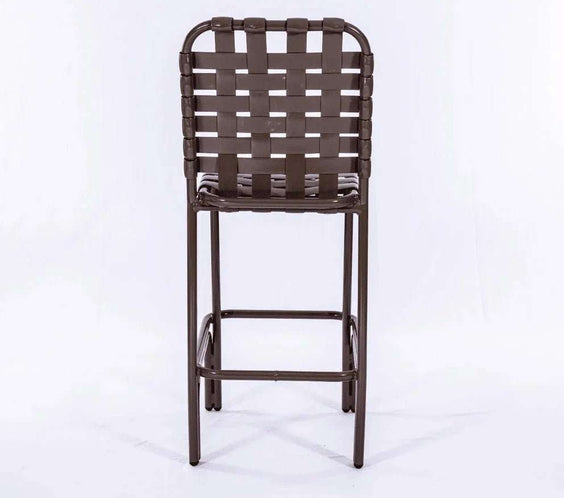 Coastline Basket Weave Vinyl Strap Commercial Pool Bar Stool – Aluminum Frame - Outdoorsiness