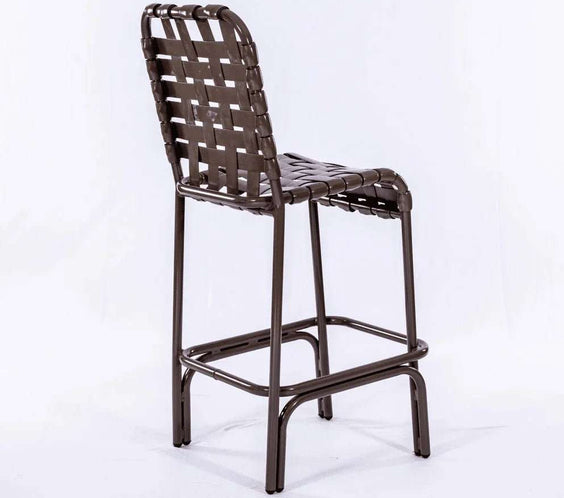 Coastline Basket Weave Vinyl Strap Commercial Pool Bar Stool – Aluminum Frame - Outdoorsiness