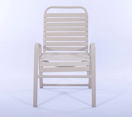 Vinyl Strap Commercial Pool Side Dining Chair with Comfort Arm