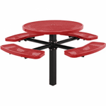 Commercial 46in Circular Single Pedestal Picnic Table – Expanded Metal, In-Ground Mount - Outdoorsiness