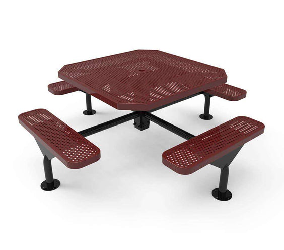 Commercial 46in Octagon Nexus Pedestal Picnic Table – Thermoplastic Expanded Metal - Outdoorsiness