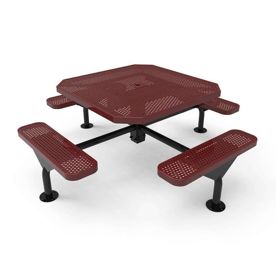 Commercial 46in Octagon Nexus Pedestal Picnic Table – Thermoplastic Expanded Metal - Outdoorsiness
