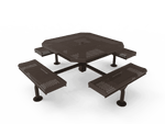 Commercial 46in Octagon Nexus Pedestal Picnic Table – Thermoplastic Punched Steel, Rolled Seats - Outdoorsiness