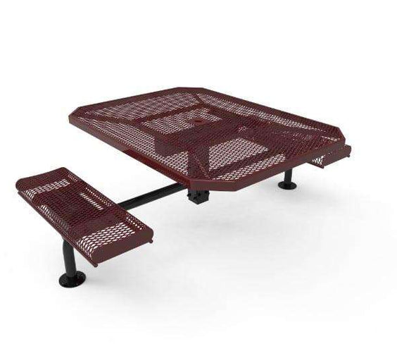 Commercial 46in Octagon Nexus Pedestal Picnic Table – Thermoplastic Punched Steel, Rolled Seats - Outdoorsiness