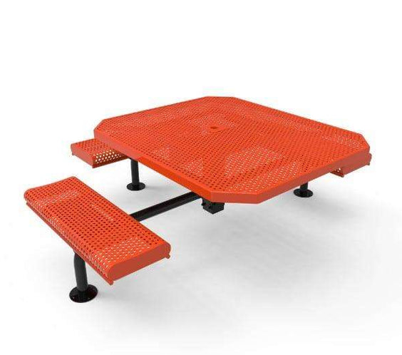 Commercial 46in Octagon Nexus Pedestal Picnic Table – Thermoplastic Punched Steel, Rolled Seats - Outdoorsiness