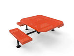 Commercial 46in Octagon Nexus Pedestal Picnic Table – Thermoplastic Punched Steel, Rolled Seats - Outdoorsiness