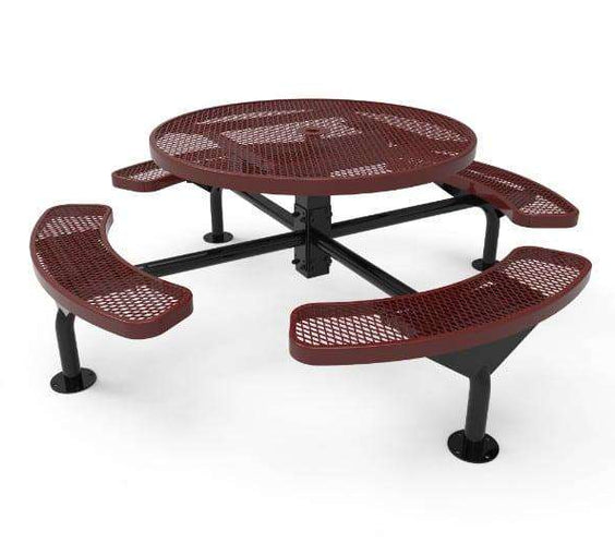 Commercial 46in Round Nexus Pedestal Picnic Table – Thermoplastic Expanded Metal - Outdoorsiness