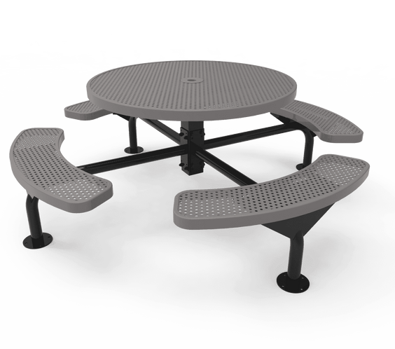Commercial 46in Round Nexus Pedestal Picnic Table – Thermoplastic Expanded Metal - Outdoorsiness