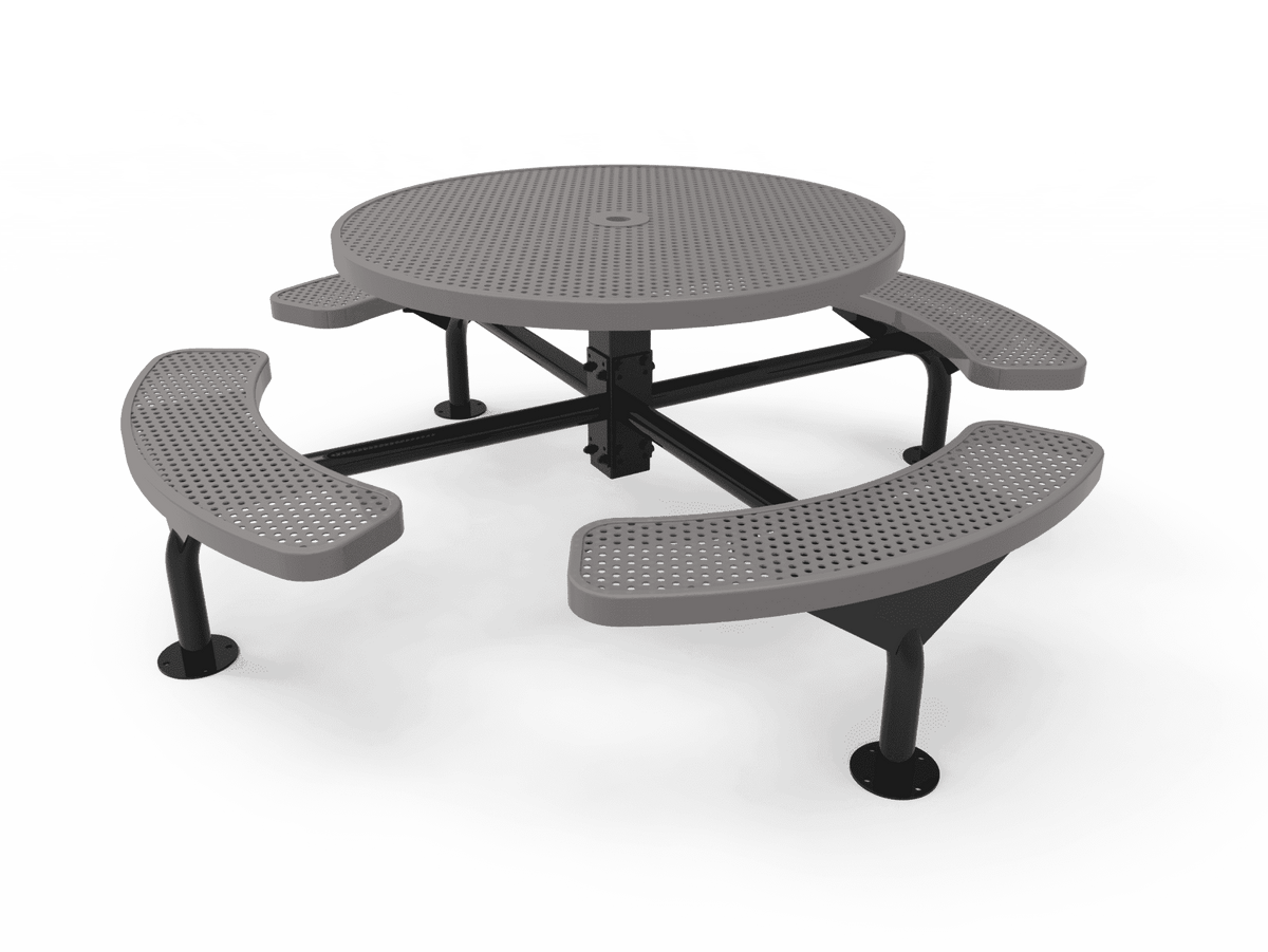 Commercial 46in Round Nexus Pedestal Picnic Table – Thermoplastic Expanded Metal - Outdoorsiness