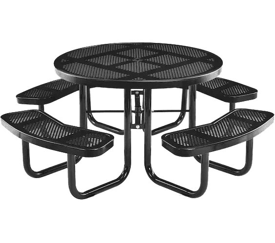 Commercial 46in Round Portable Picnic Table – Thermoplastic Punched Steel, UL Certified - Outdoorsiness