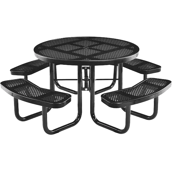 Commercial 46in Round Portable Picnic Table – Thermoplastic Punched Steel, UL Certified - Outdoorsiness