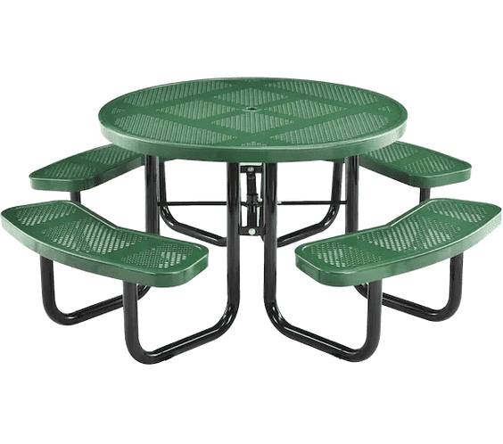 Commercial 46in Round Portable Picnic Table – Thermoplastic Punched Steel, UL Certified - Outdoorsiness