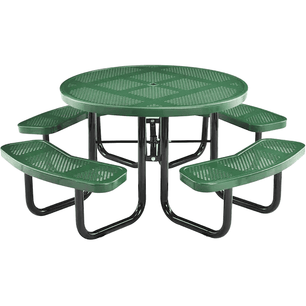 Commercial 46in Round Portable Picnic Table – Thermoplastic Punched Steel, UL Certified - Outdoorsiness