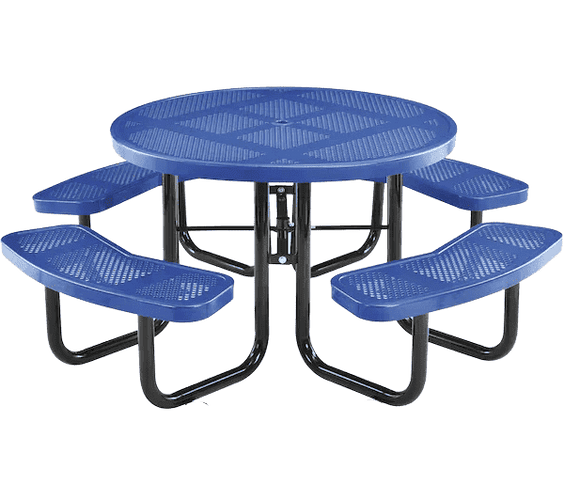 Commercial 46in Round Portable Picnic Table – Thermoplastic Punched Steel, UL Certified - Outdoorsiness