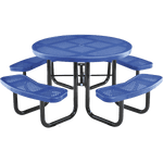Commercial 46in Round Portable Picnic Table – Thermoplastic Punched Steel, UL Certified - Outdoorsiness