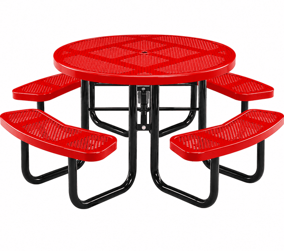Commercial 46in Round Portable Picnic Table – Thermoplastic Punched Steel, UL Certified - Outdoorsiness