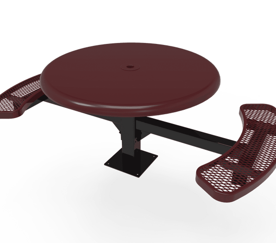 Commercial 46in Round Solid Top Pedestal Picnic Table – Thermoplastic Expanded Metal - Outdoorsiness