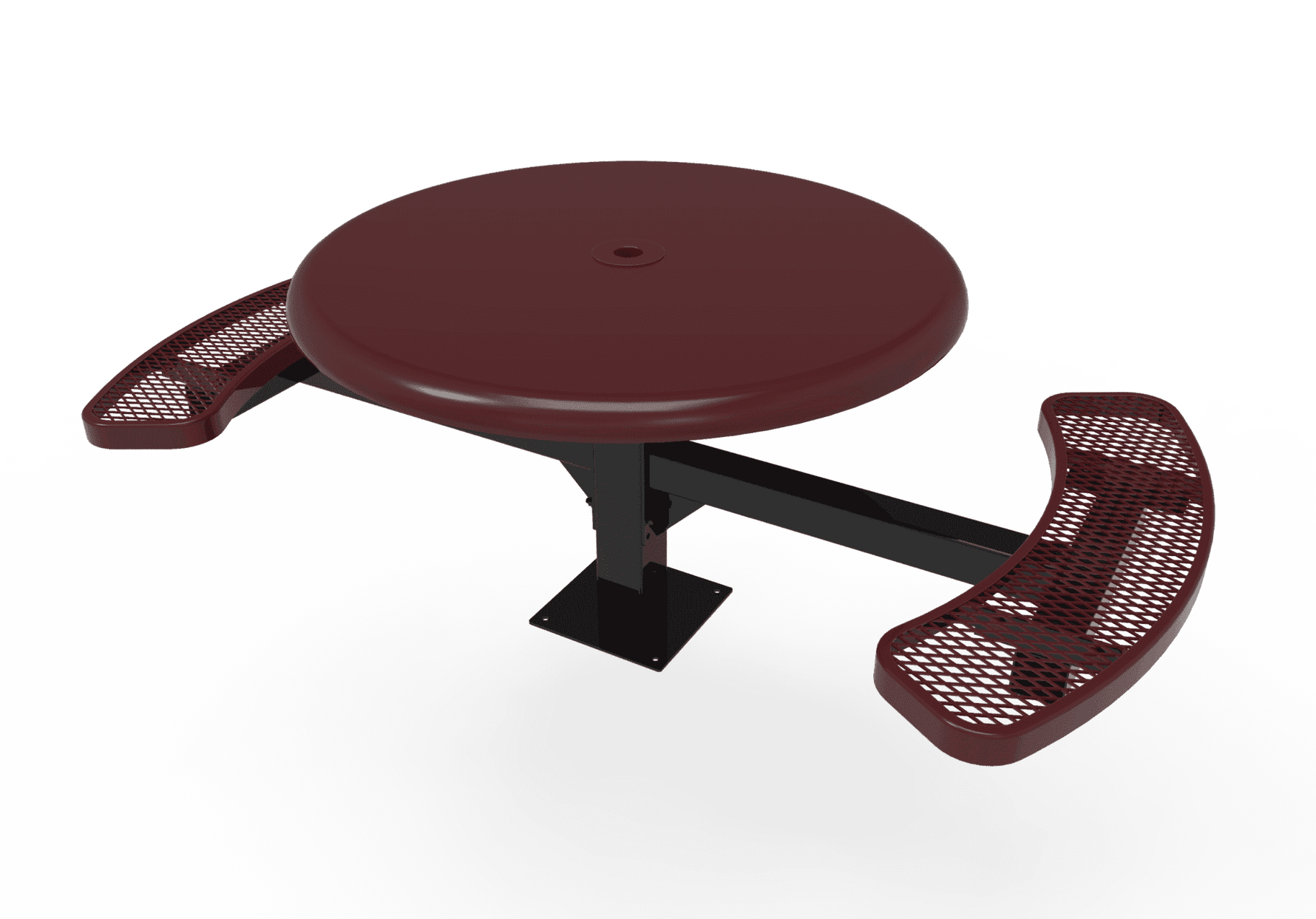 Commercial 46in Round Solid Top Pedestal Picnic Table – Thermoplastic Expanded Metal - Outdoorsiness
