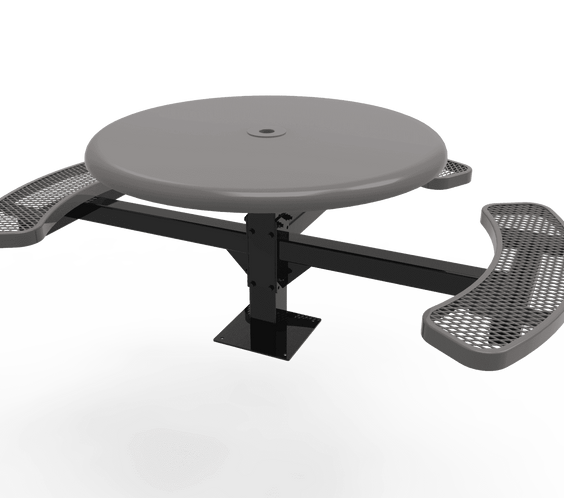 Commercial 46in Round Solid Top Pedestal Picnic Table – Thermoplastic Expanded Metal - Outdoorsiness