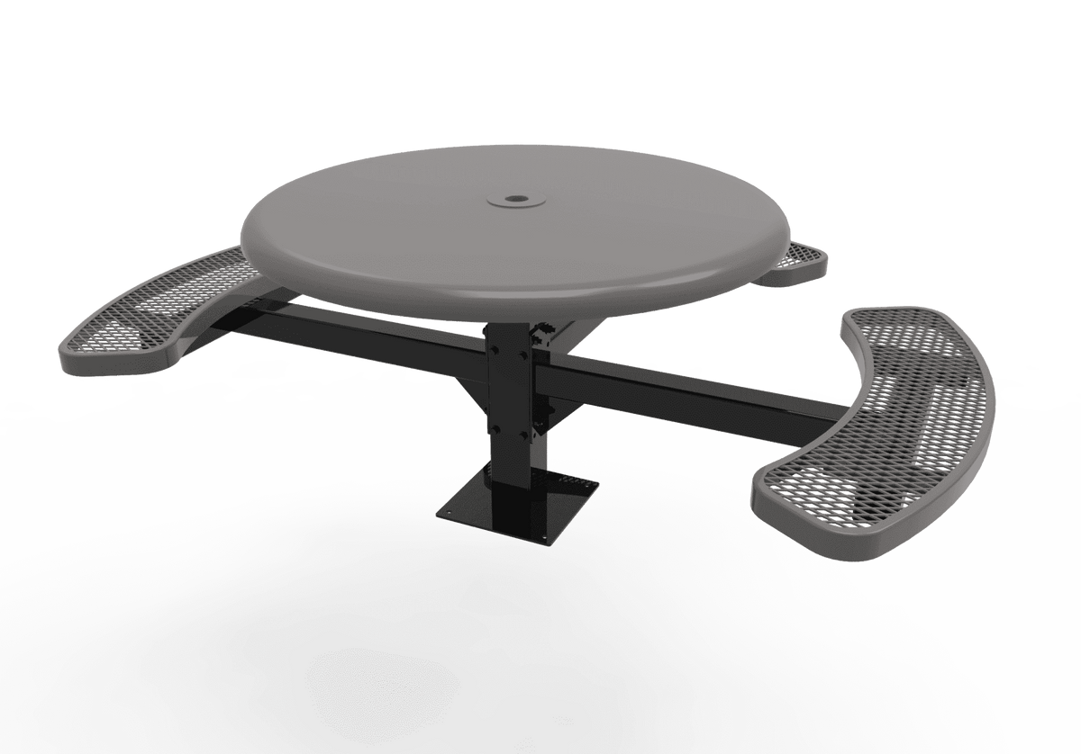 Commercial 46in Round Solid Top Pedestal Picnic Table – Thermoplastic Expanded Metal - Outdoorsiness