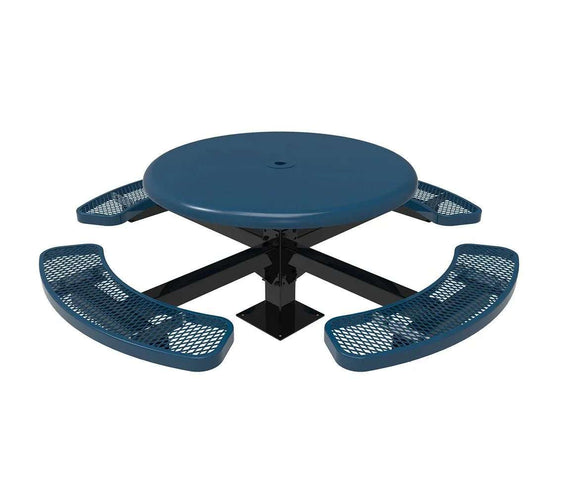 Commercial 46in Round Solid Top Pedestal Picnic Table – Thermoplastic Expanded Metal - Outdoorsiness