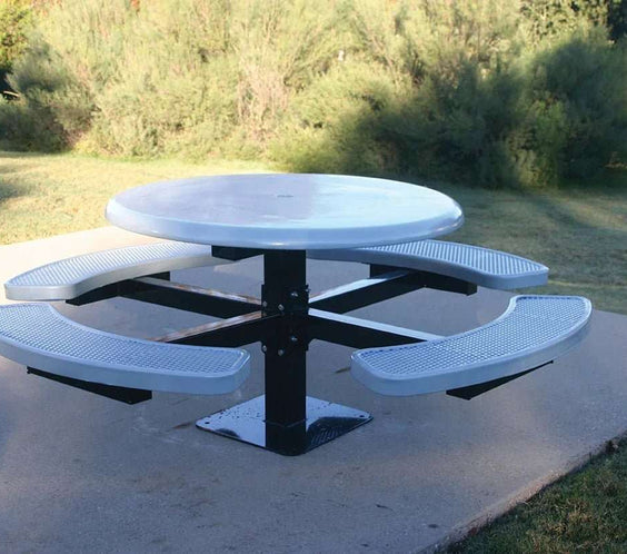 Commercial 46in Round Solid Top Pedestal Picnic Table – Thermoplastic Expanded Metal - Outdoorsiness