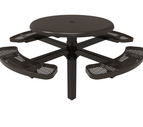 Commercial 46in Round Solid Top Pedestal Picnic Table – Thermoplastic Expanded Metal - Outdoorsiness