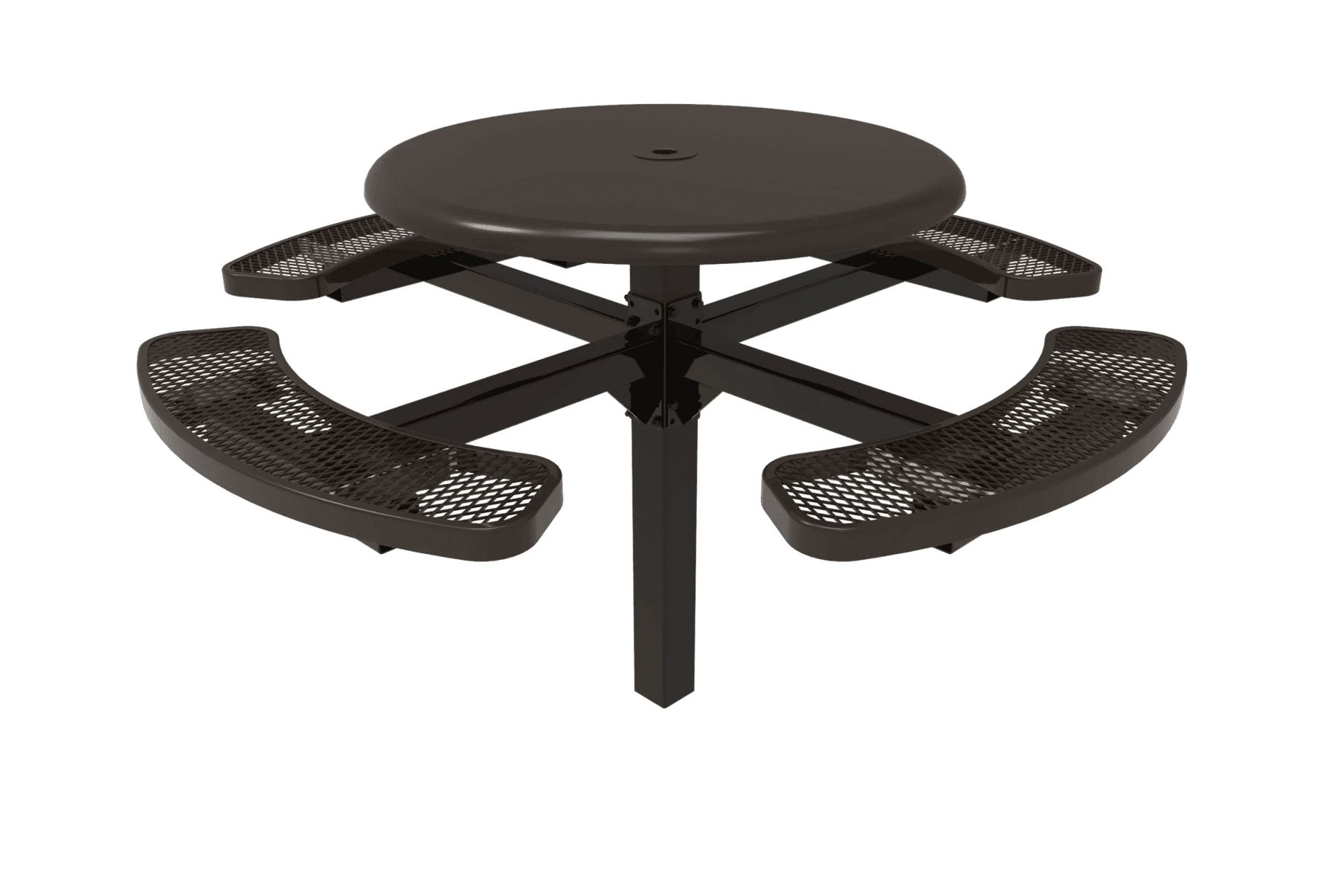 Commercial 46in Round Solid Top Pedestal Picnic Table – Thermoplastic Expanded Metal - Outdoorsiness