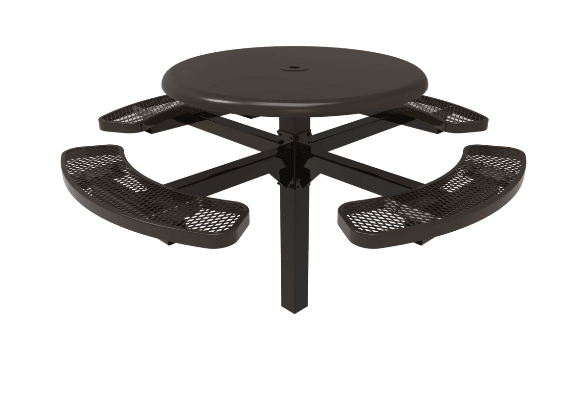 Commercial 46in Round Solid Top Pedestal Picnic Table – Thermoplastic Expanded Metal - Outdoorsiness