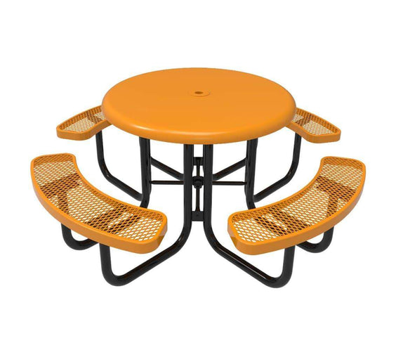 Commercial 46in Round Solid Top Portable Picnic Table – Thermoplastic Expanded Metal - Outdoorsiness