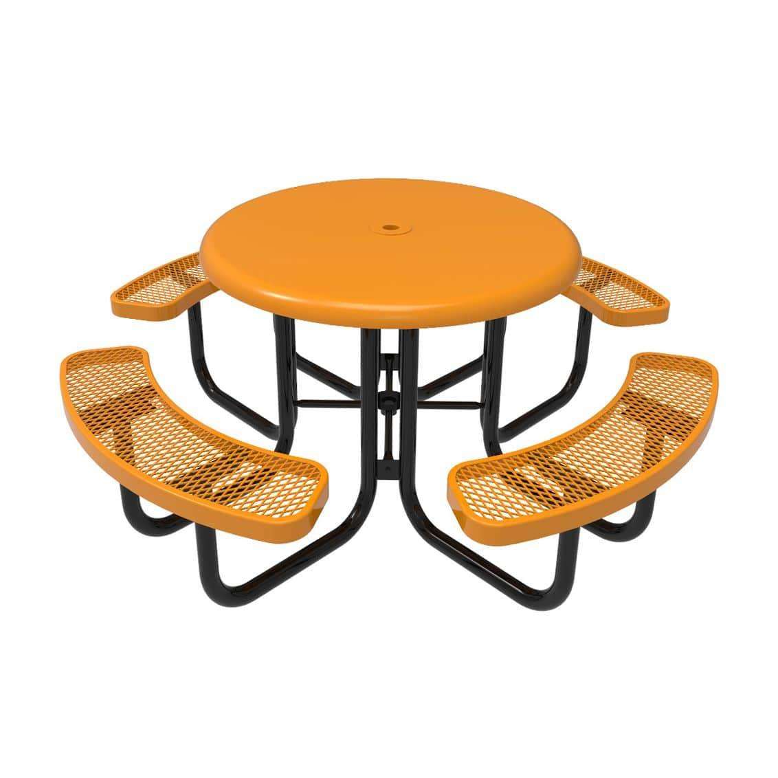 Commercial 46in Round Solid Top Portable Picnic Table – Thermoplastic Expanded Metal - Outdoorsiness