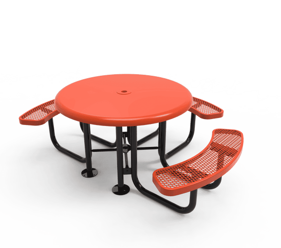 Commercial 46in Round Solid Top Portable Picnic Table – Thermoplastic Expanded Metal - Outdoorsiness
