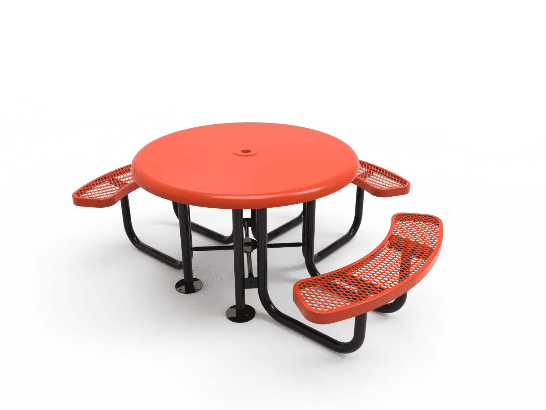 Commercial 46in Round Solid Top Portable Picnic Table – Thermoplastic Expanded Metal - Outdoorsiness