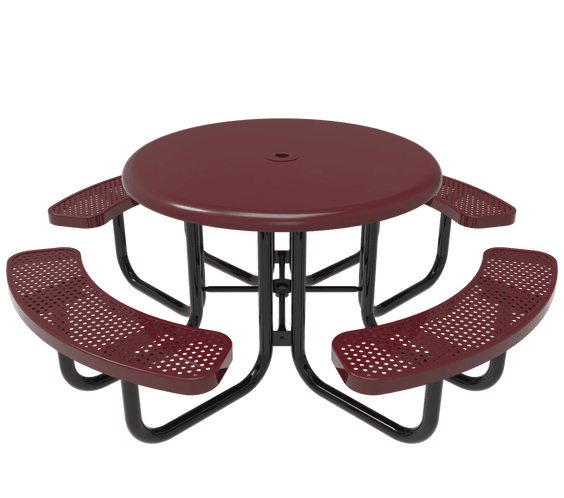 Commercial 46in Round Solid Top Portable Picnic Table – Thermoplastic Expanded Metal - Outdoorsiness