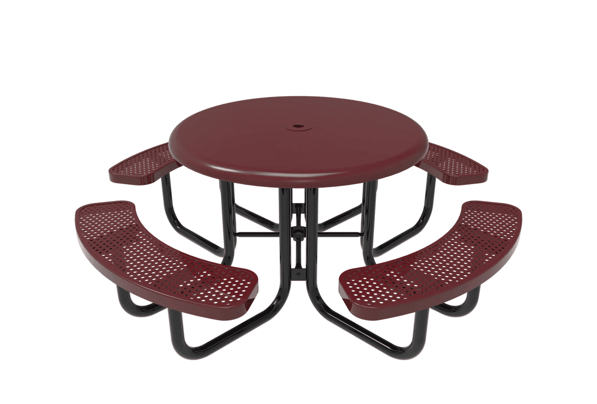 Commercial 46in Round Solid Top Portable Picnic Table – Thermoplastic Expanded Metal - Outdoorsiness