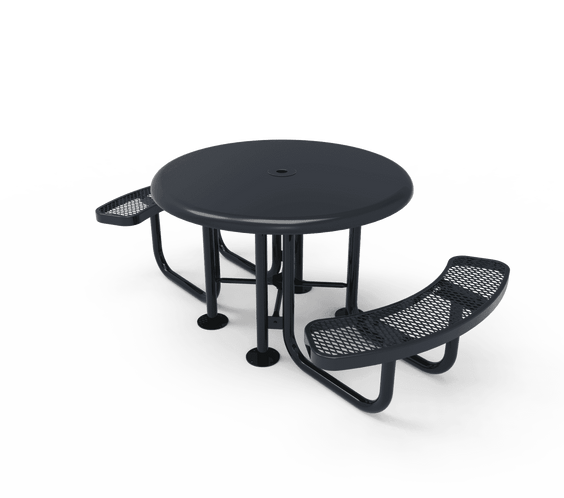 Commercial 46in Round Solid Top Portable Picnic Table – Thermoplastic Expanded Metal - Outdoorsiness