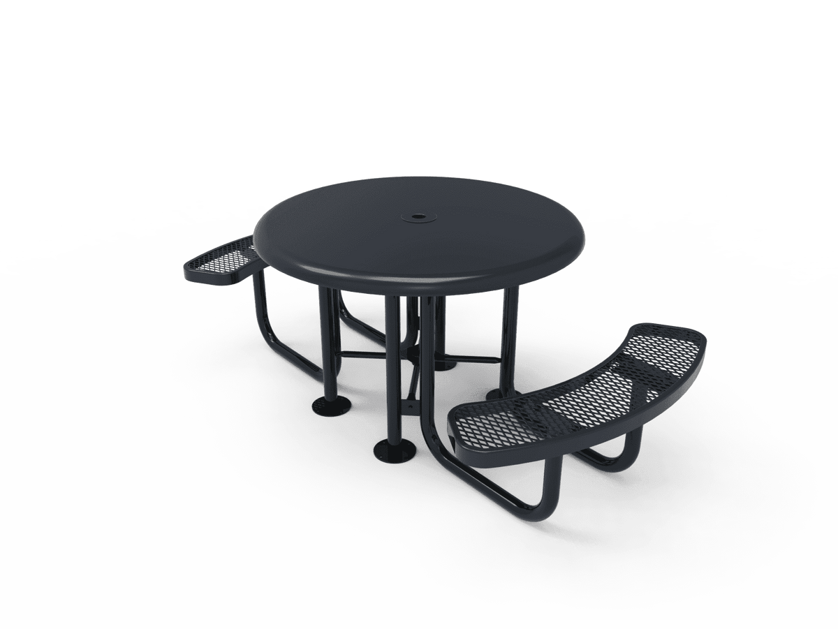 Commercial 46in Round Solid Top Portable Picnic Table – Thermoplastic Expanded Metal - Outdoorsiness