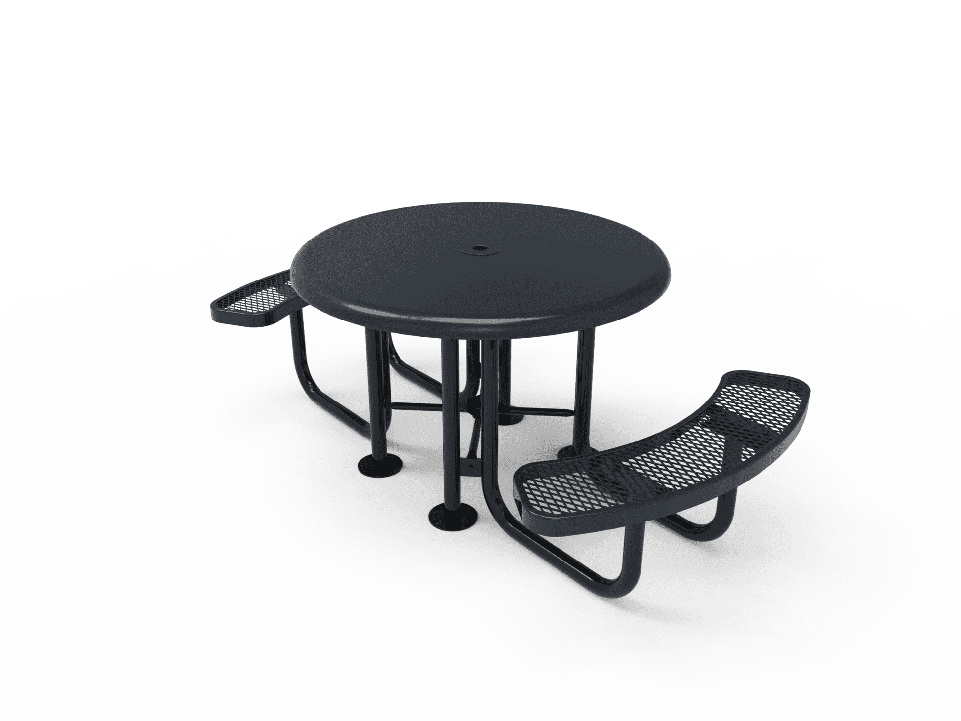 Commercial 46in Round Solid Top Portable Picnic Table – Thermoplastic Expanded Metal - Outdoorsiness
