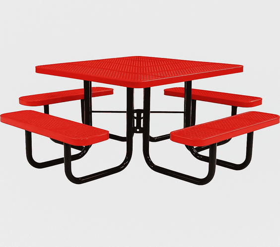 Commercial 46in Square Portable Picnic Table – Thermoplastic Punched Steel, UL Certified - Outdoorsiness