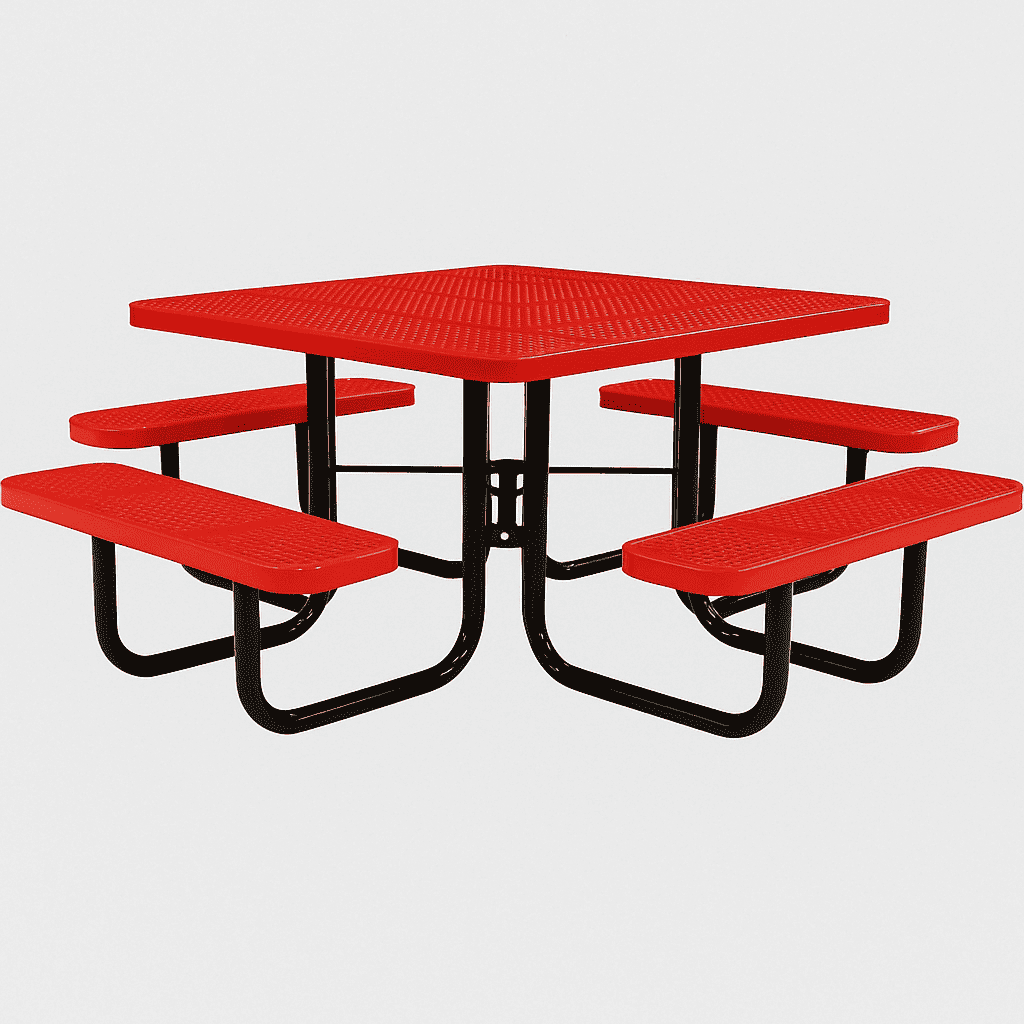 Commercial 46in Square Portable Picnic Table – Thermoplastic Punched Steel, UL Certified - Outdoorsiness