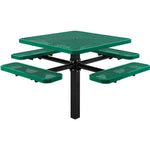 Commercial 46in Square Single Pedestal Picnic Table – Expanded Metal, In-Ground Mount - Outdoorsiness