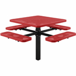 Commercial 46in Square Single Pedestal Picnic Table – Expanded Metal, In-Ground Mount - Outdoorsiness