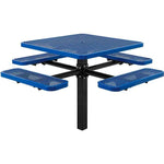 Commercial 46in Square Single Pedestal Picnic Table – Expanded Metal, In-Ground Mount - Outdoorsiness