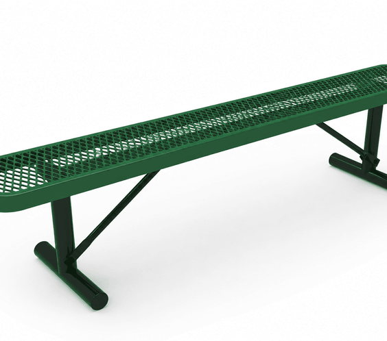 Commercial 6ft Expanded Metal Park Bench Without Back – Thermoplastic Coated, Quick Ship - Outdoorsiness