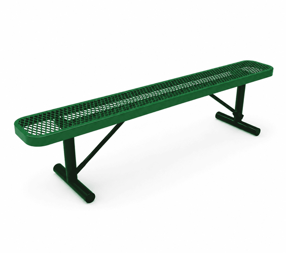 Commercial 6ft Expanded Metal Park Bench Without Back – Thermoplastic Coated, Quick Ship - Outdoorsiness